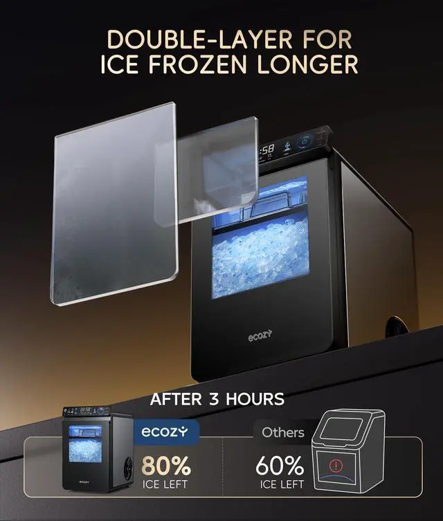 Alt view image 3 of 7 - Nugget Ice Maker Countertop, 44 lbs/24H Ice Machine with APP Control | First Full-Color Smart Panel, Double-Layer Insulation, Pull-Out Water Tank, Soft Pebble Chewable Ice, Self-Cleaning