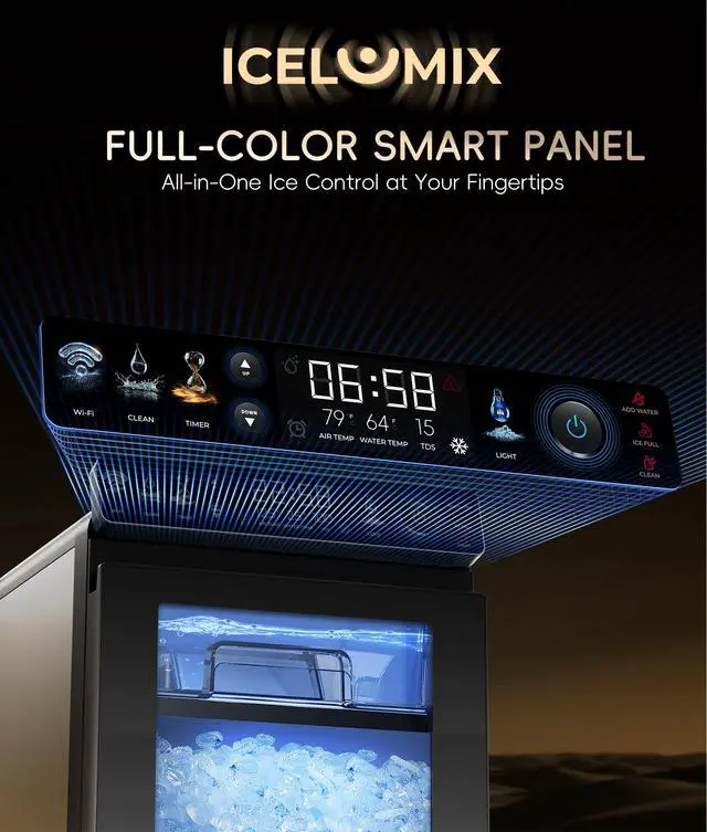 Alt view image 2 of 7 - Nugget Ice Maker Countertop, 44 lbs/24H Ice Machine with APP Control | First Full-Color Smart Panel, Double-Layer Insulation, Pull-Out Water Tank, Soft Pebble Chewable Ice, Self-Cleaning