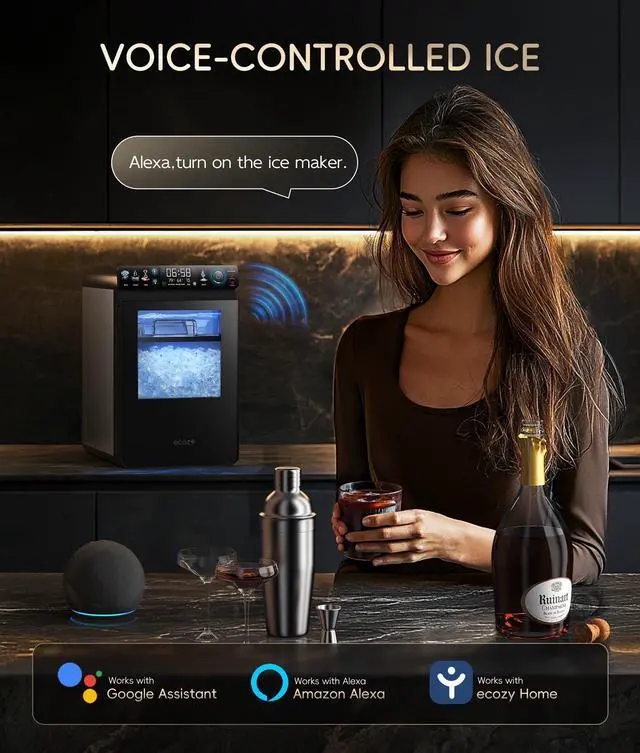 Alt view image 7 of 7 - Nugget Ice Maker Countertop, 44 lbs/24H Ice Machine with APP Control | First Full-Color Smart Panel, Double-Layer Insulation, Pull-Out Water Tank, Soft Pebble Chewable Ice, Self-Cleaning