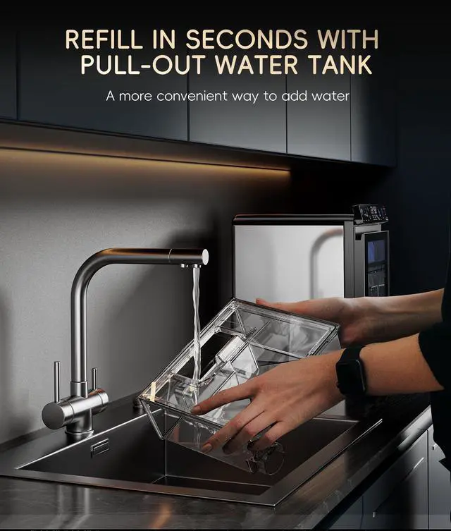 Alt view image 4 of 7 - Nugget Ice Maker Countertop, 44 lbs/24H Ice Machine with APP Control | First Full-Color Smart Panel, Double-Layer Insulation, Pull-Out Water Tank, Soft Pebble Chewable Ice, Self-Cleaning