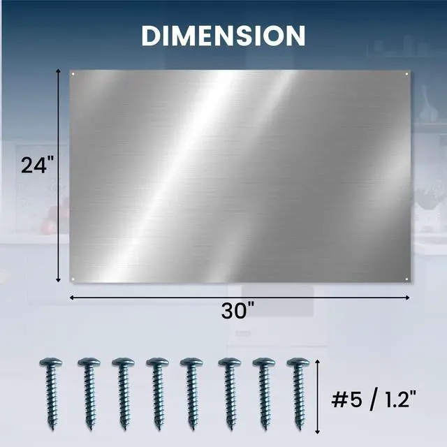 Alt view image 2 of 7 - (2 Pack)24" x 30" Reversible Metal Backsplash Matching screws | Compatible with Broan-NuTone SP3004 - Ultra Flat and Flushed Metal Panel Splatter Guard for Stovetop Easy Installation