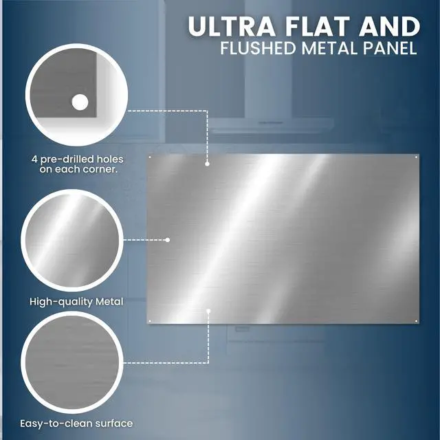 Alt view image 4 of 7 - (2 Pack)24" x 30" Reversible Metal Backsplash Matching screws | Compatible with Broan-NuTone SP3004 - Ultra Flat and Flushed Metal Panel Splatter Guard for Stovetop Easy Installation