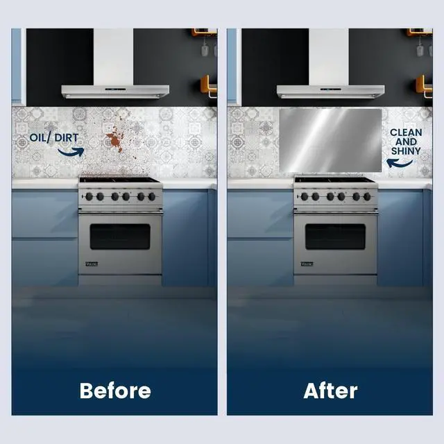 Alt view image 5 of 7 - (2 Pack)24" x 30" Reversible Metal Backsplash Matching screws | Compatible with Broan-NuTone SP3004 - Ultra Flat and Flushed Metal Panel Splatter Guard for Stovetop Easy Installation