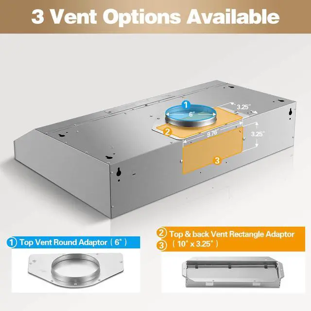 Alt view image 3 of 7 - Under Cabinet Range Hood 30 inch,Stainless Steel Ducted/Ductless Range Hood with Touch/Gesture/Remote Control,700CFM & 3-Speed Kitchen Stove Vent Hood,Baffle Filters,3 Air Vents