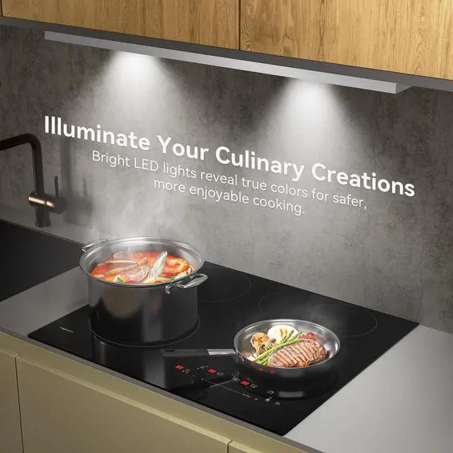 Alt view image 5 of 7 - 30 Built-in/Insert Range Hood with Touch/Gesture/Remote Control | 600 CFM Stainless Steel Vent Hood with 3 Speed Ducted/Ductless Convertible, LED Light and Charcoal Filters