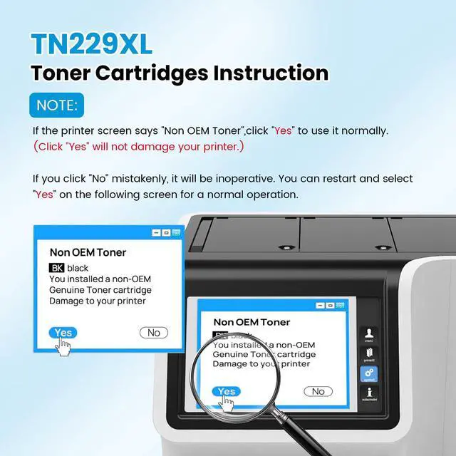 Alt view image 7 of 7 - TN229XL TN229 Toner Cartridges Compatible for TN229 TN229XL TN-229XL TN229 XL for use in MFC-L3780CDW MFC-L3720CDW HL-L3280CDW HL-L3220CDW HL-L3300CDW Printer (TN229XLBK/C/M/Y,4 Pack)
