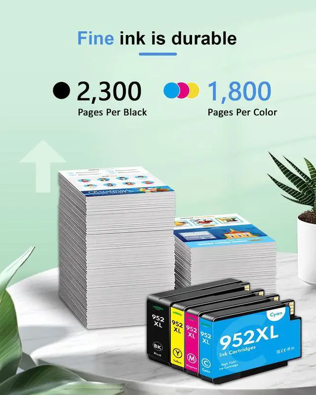 Alt view image 3 of 6 - 952XL Ink Cartridges High Yield Replacement for HP 952XL 952 Ink Cartridges Work for OfficeJet Pro 7740 8710 8210 8715 8720 8702 (4-Pack, Black/Cyan/Magenta/Yellow)