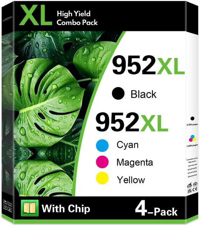 Main image of 952XL Ink Cartridges High Yield Replacement for HP 952XL 952 Ink Cartridges Work for OfficeJet Pro 7740 8710 8210 8715 8720 8702 (4-Pack, Black/Cyan/Magenta/Yellow)