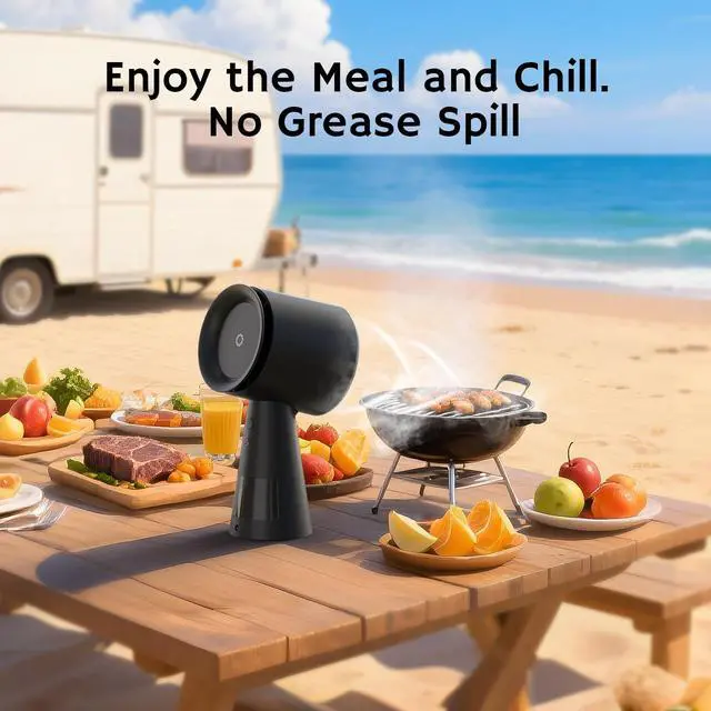 Alt view image 4 of 7 - Rechargeable Portable Range Hood, Desktop Range Hood with Battery Powered, 3-Fan Speeds and Large Oil Collection Cup, Upgraded Portable Kitchen Exhaust Fan for RV Cooking, RH180B Black