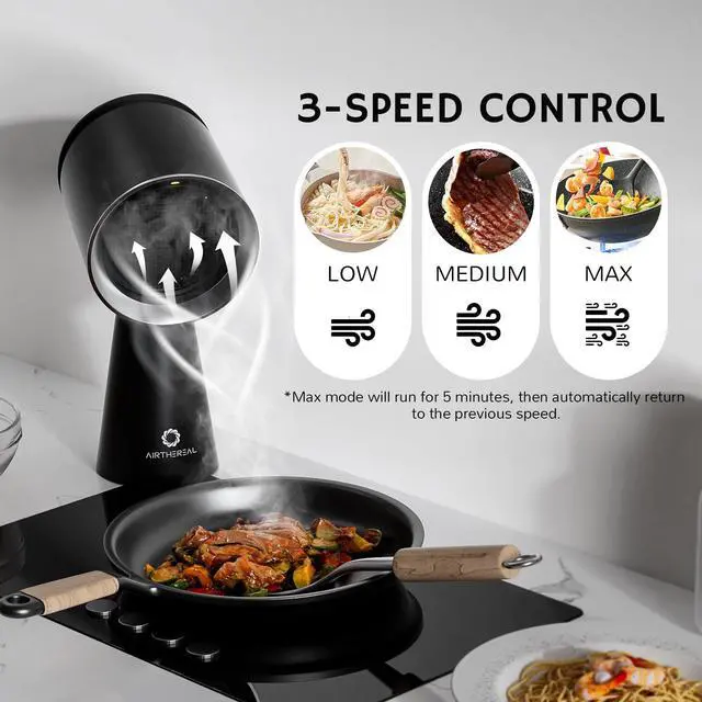 Alt view image 6 of 7 - Rechargeable Portable Range Hood, Desktop Range Hood with Battery Powered, 3-Fan Speeds and Large Oil Collection Cup, Upgraded Portable Kitchen Exhaust Fan for RV Cooking, RH180B Black
