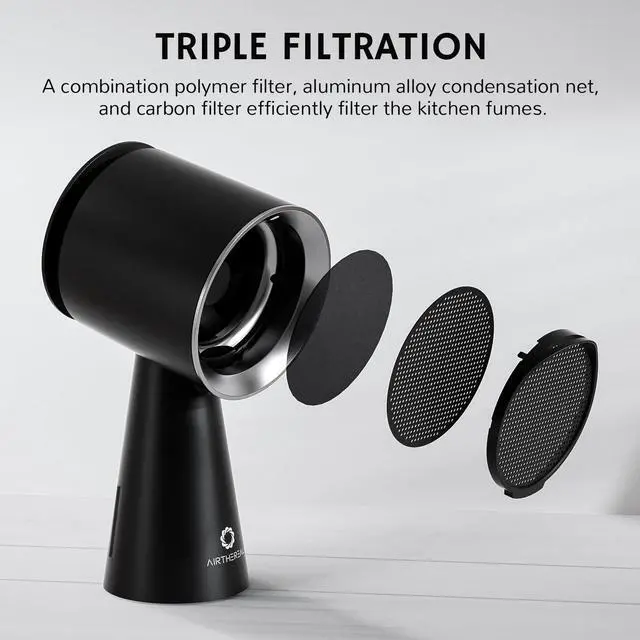 Alt view image 7 of 7 - Rechargeable Portable Range Hood, Desktop Range Hood with Battery Powered, 3-Fan Speeds and Large Oil Collection Cup, Upgraded Portable Kitchen Exhaust Fan for RV Cooking, RH180B Black