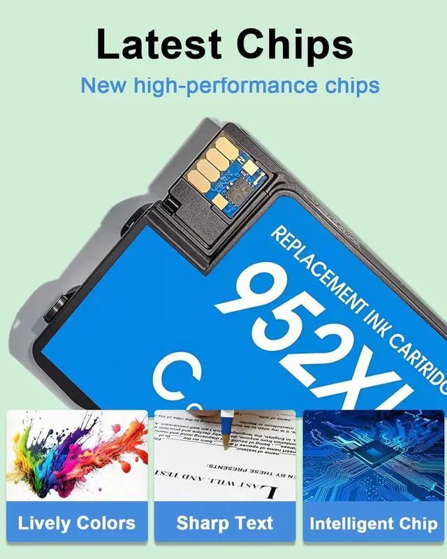 Alt view image 5 of 6 - 952XL Ink Cartridges High Yield Replacement for HP 952XL 952 Ink Cartridges Work for OfficeJet Pro 7740 8710 8210 8715 8720 8702 (4-Pack, Black/Cyan/Magenta/Yellow)