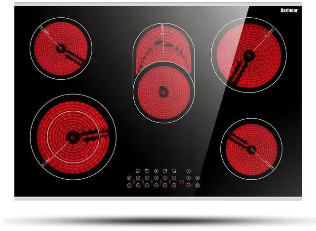 Main image of 30 Inch Electric Cooktop 30 Inch 5 Burner Drop-in Radiant Stovetop | 5 Burners Electric Stove Ceramic Cooktop, Glass-Protected Metal Frame, Child Lock, Timer, 8400W, 220-240V, Hard Wire, No Plug