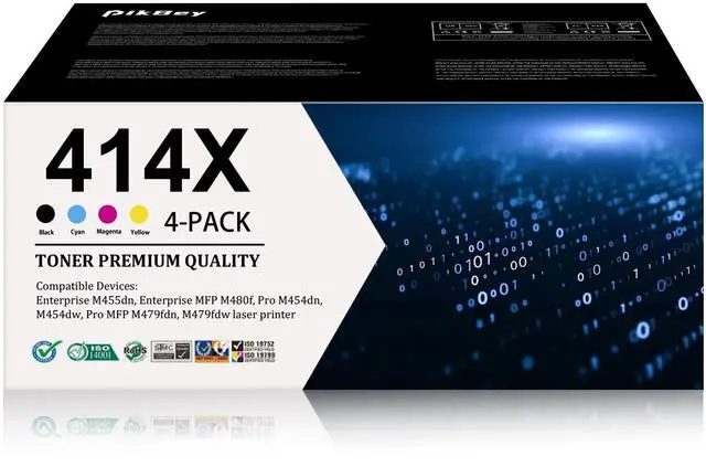 Main image of 414X Toner Cartridges 4 pack High Yield (1Black/ 1Cyan/ 1Magenta/ 1Yellow) | Replacement for HP 414A 414X Toner Compatible for MFP M479fdw M479fdn Enterprise MFP M480f Pro M454dn Printers