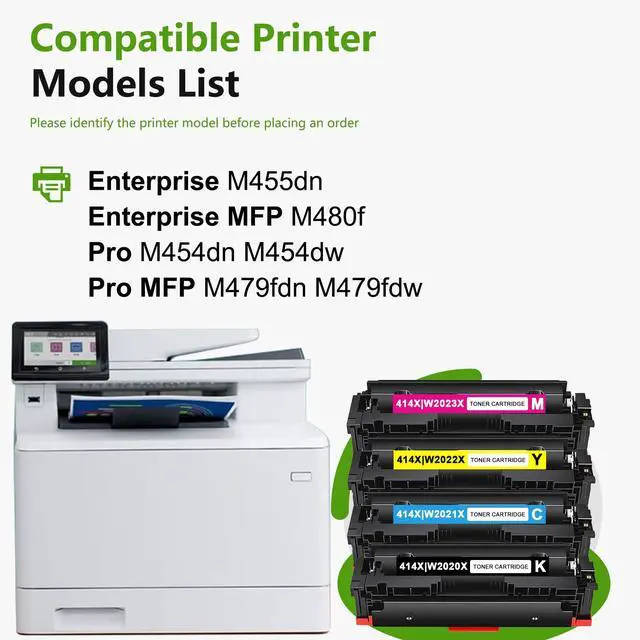 Alt view image 2 of 6 - 414X Toner Cartridges 4 pack High Yield (1Black/ 1Cyan/ 1Magenta/ 1Yellow) | Replacement for HP 414A 414X Toner Compatible for MFP M479fdw M479fdn Enterprise MFP M480f Pro M454dn Printers