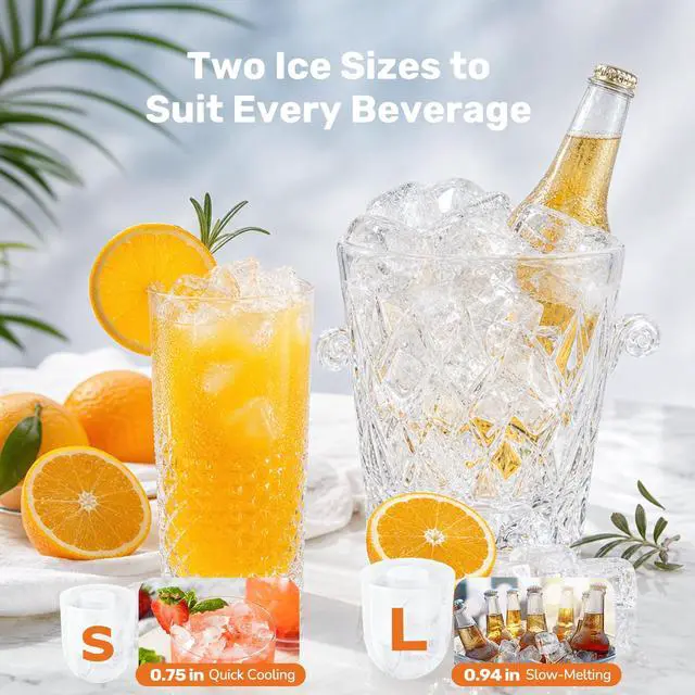 Alt view image 4 of 7 - Countertop Ice Maker with Scoop, Basket and Handle, Portable Ice Machine 9 Cubes Ready in 6 Mins, 26.5lbs in 24Hrs, 2 Sizes for Home Kitchen Office Bar Party