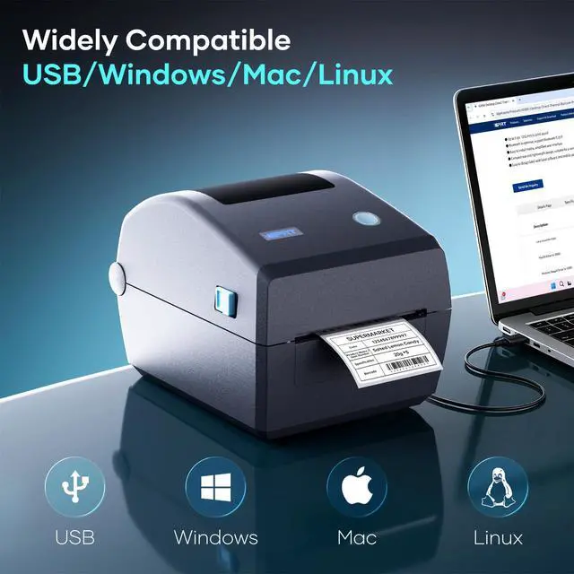 Alt view image 2 of 7 - iD880 Direct Thermal Desktop Printer 203 dpi Print Width 4" USB Ethernet,Industrial Printer for Warehouse Shipping Label Barcode Address, Compatible with Amazon, Shopify, USPS & More