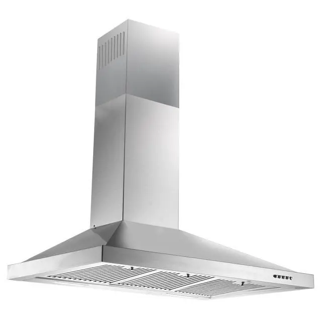 Alt view image 7 of 7 - 36 inch Range Hood, Wall Mounted Vent Hood in Stainless Steel, Ducted/Ductless Kitchen Hood w/Push Button Control, 3 Speed Exhaust Fan, 3 Pcs Baffle Filters, Energy Saving LED Light
