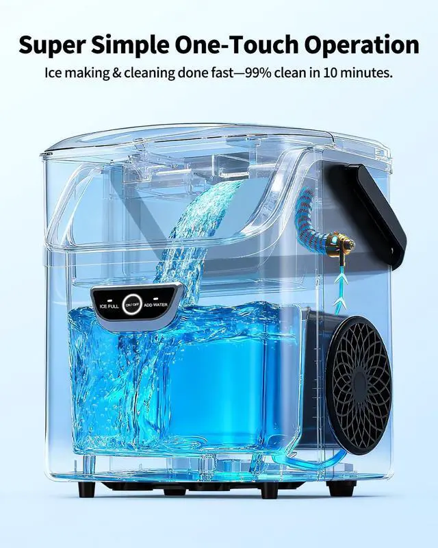 Alt view image 4 of 7 - Nugget Ice Maker with Handle, 40lbs/Day Countertop Ice Maker Ready in 5 Mins, Soft Sonic Ice, Auto-Cleaning Ice Makers Portable Ice Machine for Home Kitchen Office Party & Large Families