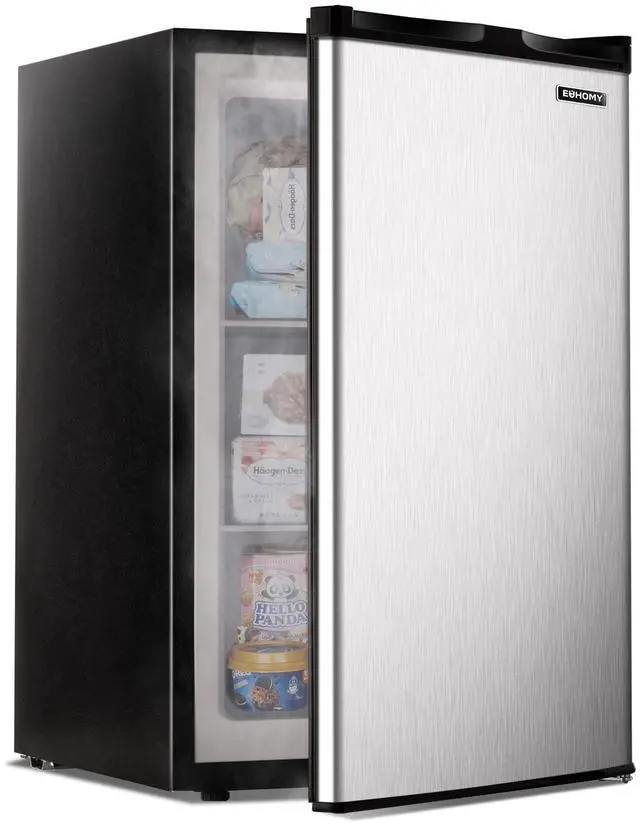 Main image of Upright freezer, 3.0 Cubic Feet, Single Door Compact Mini Freezer with Reversible Stainless Steel Door, Small freezer for Home/Dorms/Apartment/Office, Silver