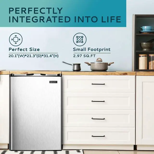 Alt view image 4 of 7 - Upright freezer, 3.0 Cubic Feet, Single Door Compact Mini Freezer with Reversible Stainless Steel Door, Small freezer for Home/Dorms/Apartment/Office, Silver