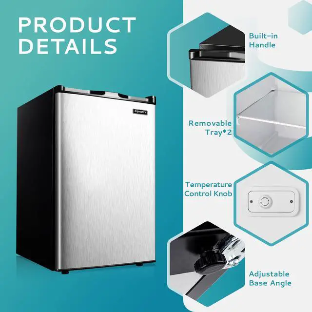 Alt view image 6 of 7 - Upright freezer, 3.0 Cubic Feet, Single Door Compact Mini Freezer with Reversible Stainless Steel Door, Small freezer for Home/Dorms/Apartment/Office, Silver