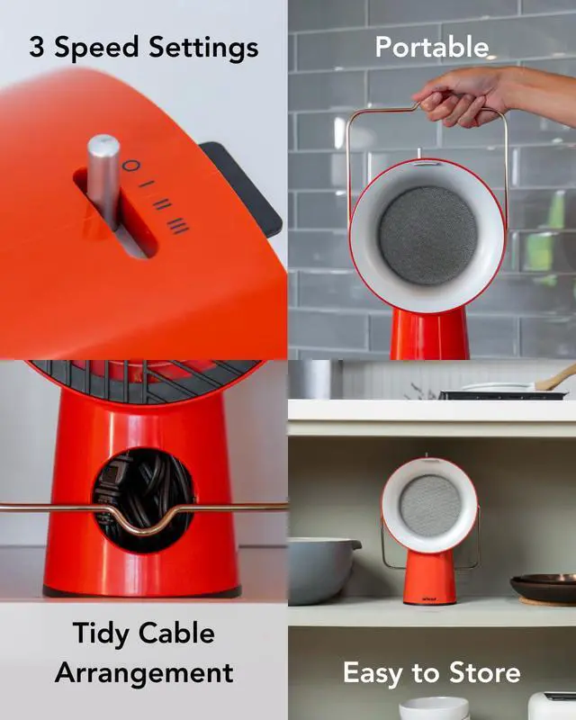 Alt view image 3 of 7 - Wired Range Hood Portable Kitchen Exhaust Fan, Cadmium Orange | Dual oil and charcoal filters capture smoke, grease, odors; easy to clean; ideal for condos, apartments, RVs, indoor BBQ