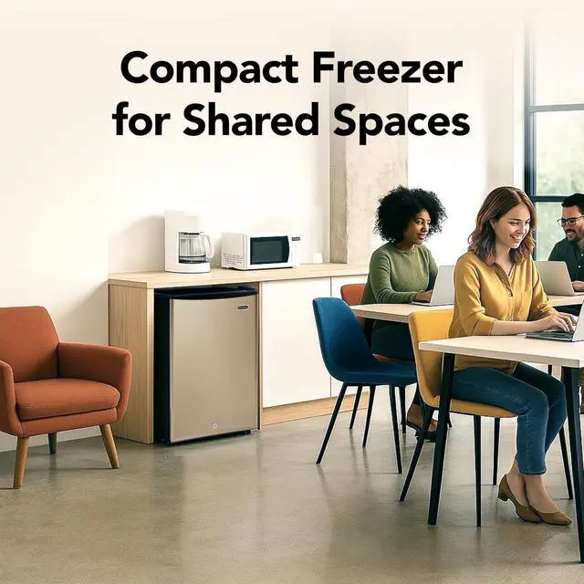 Alt view image 3 of 7 - Upright Freezer with Lock, 2.1 Cu. Ft. Small Freezer Mini Freezer for Bedrooms, Dorms, Garages, Offices, CUF-210SSG, Rose Gold