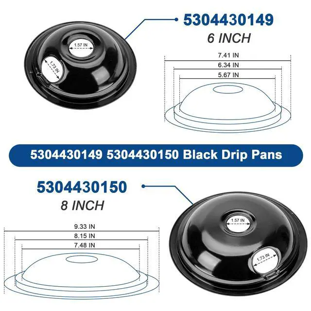 Alt view image 2 of 7 - Black Porcelain Drip Pan & Electric Stove Burner Fit for Kenmore Frigidaire | 2 x 6" Black Drip Pans & Electric Range Burner, 2 x 8" Electric Stove Drip Pans & Electric Stove Burner by