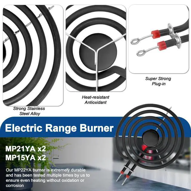 Alt view image 5 of 7 - Black Porcelain Drip Pan & Electric Stove Burner Fit for Kenmore Frigidaire | 2 x 6" Black Drip Pans & Electric Range Burner, 2 x 8" Electric Stove Drip Pans & Electric Stove Burner by