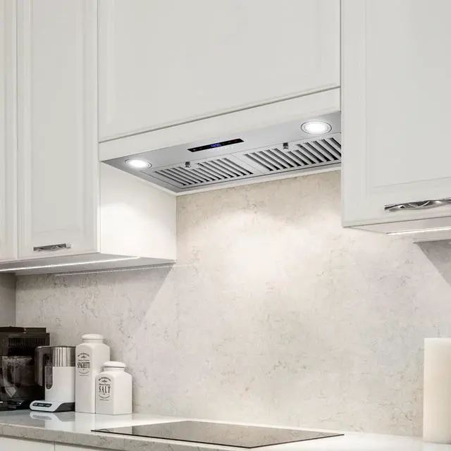 Alt view image 5 of 7 - 30 in. Lumin Collection 380 CFM Ducted Insert Range Hood, LED, Stainless | COS-30IRHS Soft Touch Controls, 3 Fan Speeds, Permanent Dishwasher-Safe Baffle Filters, Backdraft Damper