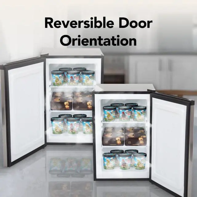 Alt view image 6 of 7 - Upright Freezer with Lock, 2.1 Cu. Ft. Small Freezer Mini Freezer for Bedrooms, Dorms, Garages, Offices CUF-210SS, Stainless Steel Energy Star