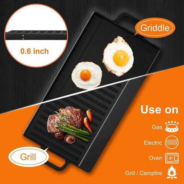 Alt view image 2 of 7 - 30 Inch Built-In Gas Cooktop with Griddle, 5 Italy SABAF Powerful Burners Over 92% High Efficiency, Max 48300BTU Gas Stove Top, 304 Stainless Steel Panel, NG/LPG Convertible, CSA Certified