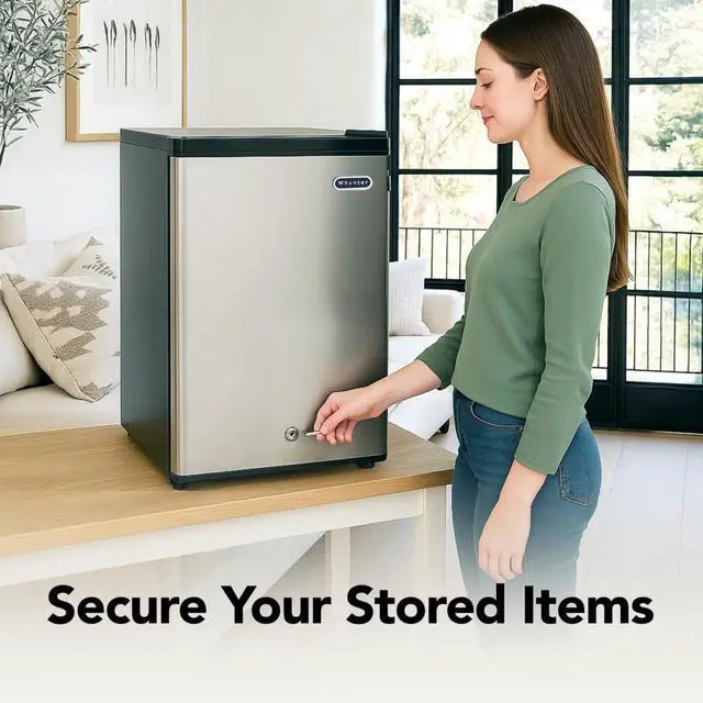 Alt view image 7 of 7 - Upright Freezer with Lock, 2.1 Cu. Ft. Small Freezer Mini Freezer for Bedrooms, Dorms, Garages, Offices CUF-210SS, Stainless Steel Energy Star