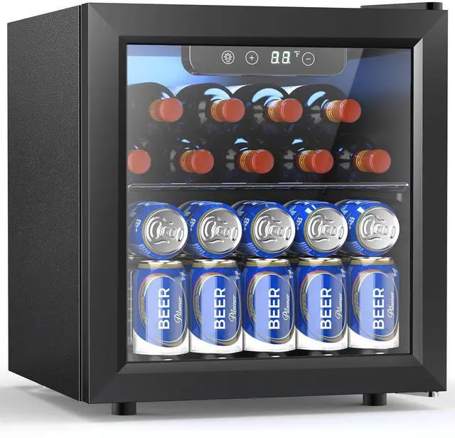 Main image of 48 Can Beverage Refrigerator Mini Fridge Cooler Glass Door for Beer Soda or Wine, Small Drink Cooler Machine LED Temperature Control for Bar Home, Office 1.3CUFT