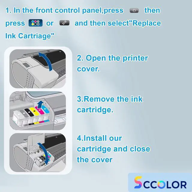 Alt view image 2 of 7 - 728 Ink Cartridges F9J68A F9K17A F9K16A F9K15A-4 Pack | Replacement for DesignJet T830 MFP & T730 Large Format Plotter Printers,300-ml Matte Black,130-ml Cyan Magenta Yellow