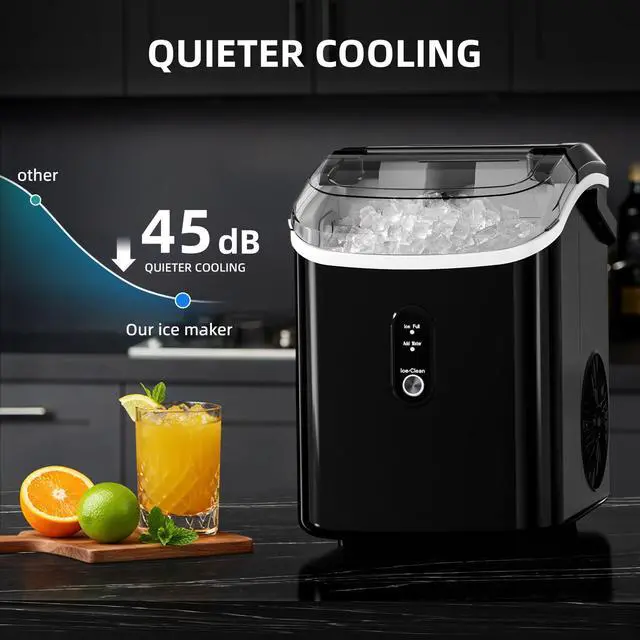 Alt view image 4 of 7 - Nugget Ice Maker Countertop with Soft Chewable Ice, Portable Sonic Ice Maker with Basket and Scoop, Removable Top Cover, Auto-Cleaning for Home/Party/RV/Camping