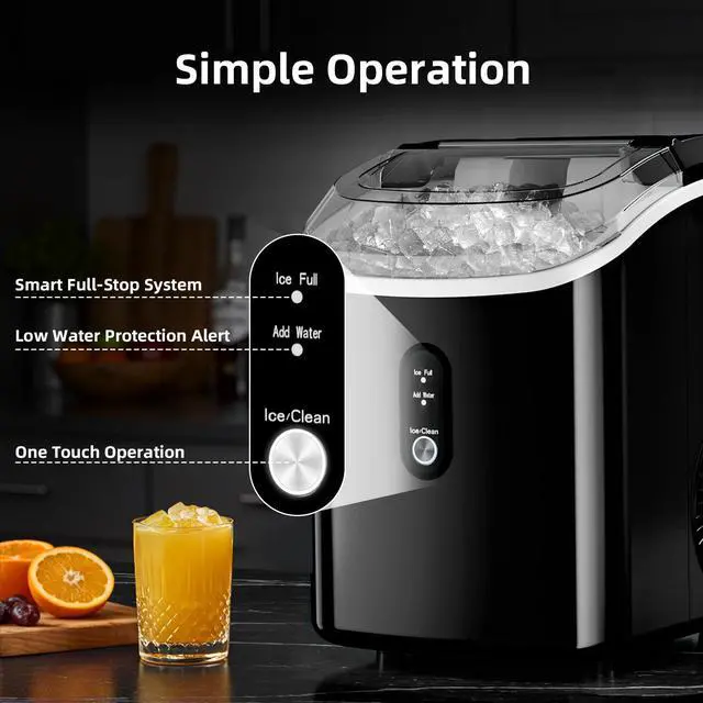 Alt view image 5 of 7 - Nugget Ice Maker Countertop with Soft Chewable Ice, Portable Sonic Ice Maker with Basket and Scoop, Removable Top Cover, Auto-Cleaning for Home/Party/RV/Camping