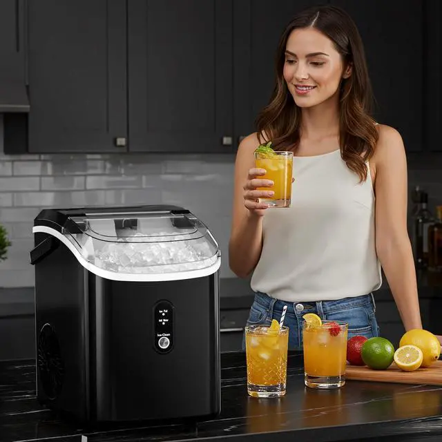 Alt view image 7 of 7 - Nugget Ice Maker Countertop with Soft Chewable Ice, Portable Sonic Ice Maker with Basket and Scoop, Removable Top Cover, Auto-Cleaning for Home/Party/RV/Camping