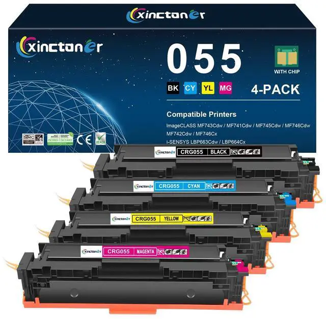 Main image of 055 055H Toner Cartridge Set for MF743Cdw MF741Cdw MF745Cdw Toner | Replacement for Canon 055 Toner Cartridge for Color ImageClass MF743Cdw MF741Cdw MF745Cdw MF746Cdw LBP664Cdw Printer, 4 Pack