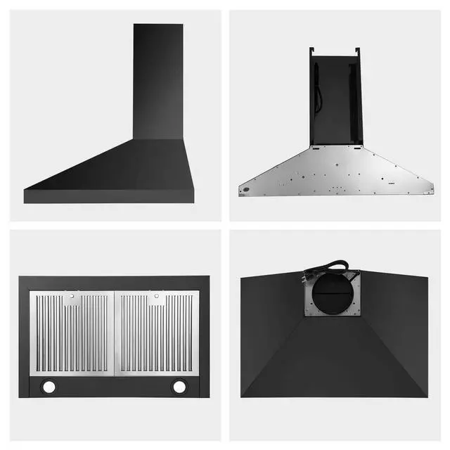 Alt view image 5 of 6 - Black Range Hood 30 Inch,Stainless Steel Wall Mounted Kitchen Hood with Touch Controls, Ducted/Ductless Convertible,Chimney-Style Stove Hood Vent for Kitchen,Baffle Filters,Black Painted Finish