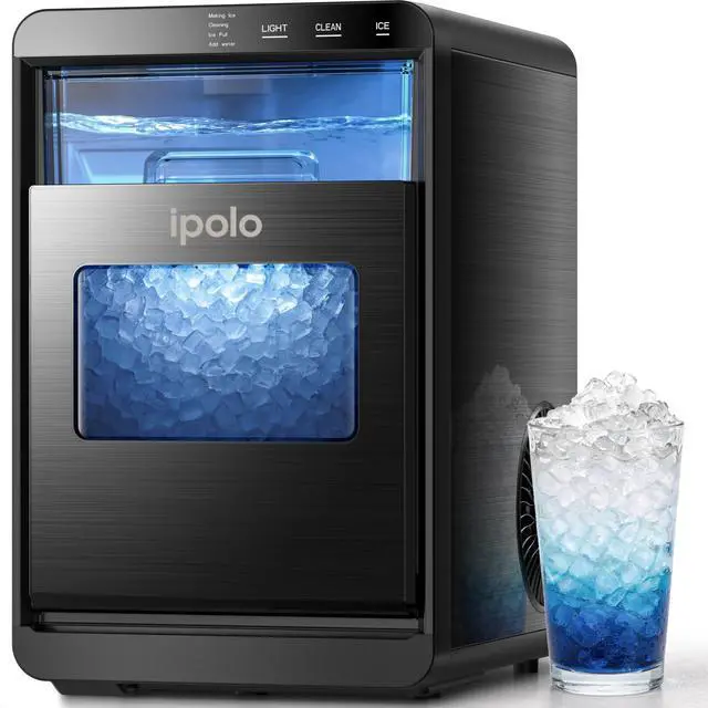 Main image of Nugget Ice Maker Countertop: 44lb/Day, Self-Cleaning, Black Stainless Steel, Portable, Soft Chewable Pebble Ice Machine for Home Kitchen, RV & Office