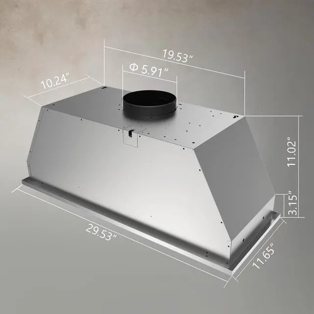 Alt view image 6 of 7 - 30 Built in/Insert Range Hood, 600 CFM Stainless Steel Vent Hood | 3 Speed Fan, Ducted/Ductless Convertible, Baffle Filters & Charcoal Filters, Bright LED Lights