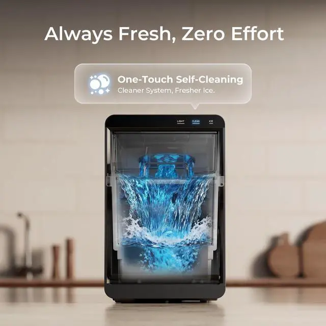 Alt view image 4 of 7 - Nugget Ice Maker Countertop: 44lb/Day, Self-Cleaning, Black Stainless Steel, Portable, Soft Chewable Pebble Ice Machine for Home Kitchen, RV & Office