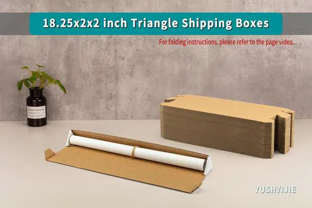 Alt view image 2 of 7 - 50-Pack Triangle Shipping Tubes, 18.25x2x2 inch Mailer Boxes | White 18" Long Cardboard Boxes for Posters, Blueprints, Artwork, Crafts, Mailing, Packaging, Storage