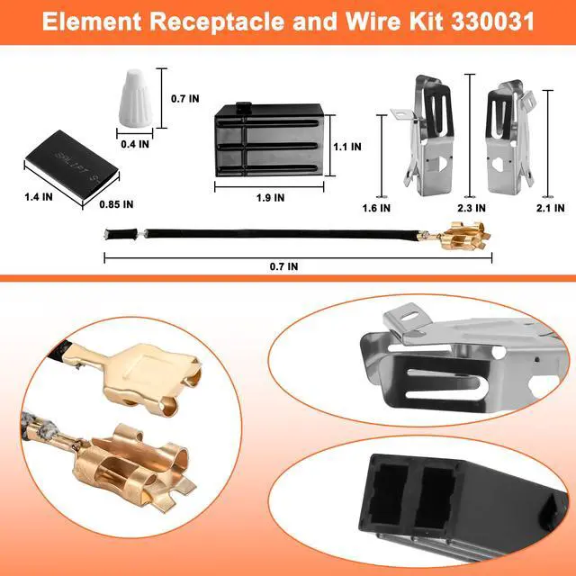 Alt view image 5 of 6 - MP22YA Stove Burner & Black Porcelain Drip Pan with 330031 Receptacle Kit | Porcelain Stove Drip Pans of 4 & MP22YA Electric Range Burner Fit for Amana Whirlpool Stove, Replace W10290350 W10290353