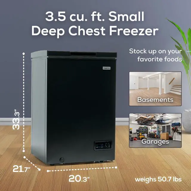 Alt view image 2 of 6 - 3.5 Cu Ft. Upright Deep Freezer Chest- Deep Freezer with Quick Freezing System & Adjustable Thermostat- Low Noise Freezer with Removable Basket & LED Lights for Homes, Garages & Basements- Black