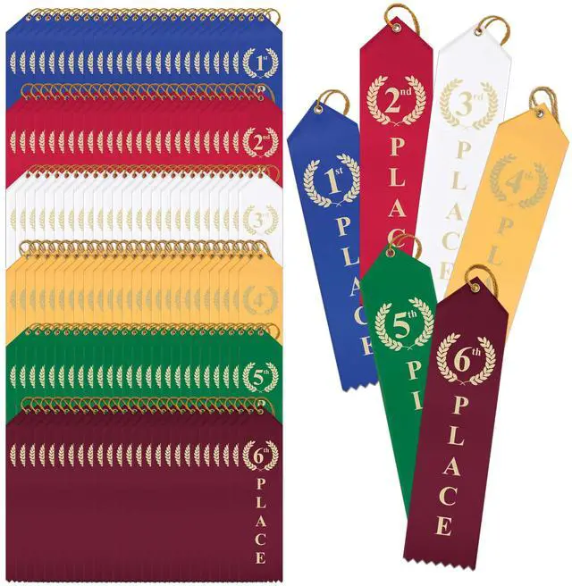 Main image of Hodges Badge - 150 Pack - 1st 2nd 3rd 4th 5th and 6th Award Ribbons - 25 Each - Made in USA