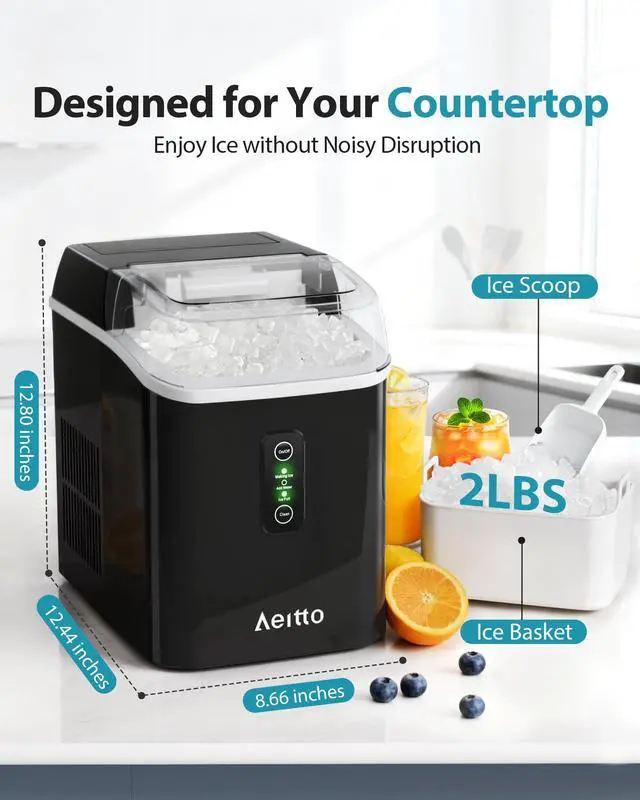 Alt view image 5 of 7 - Nugget Ice Maker Countertop, 42lbs/24H Ice Machine with 1.5L Water Tank, Rapid Ice Release in 6 Mins, Self-Cleaning Pebble Ice Maker with Basket and Scoop for Home Office RV and Party, Black