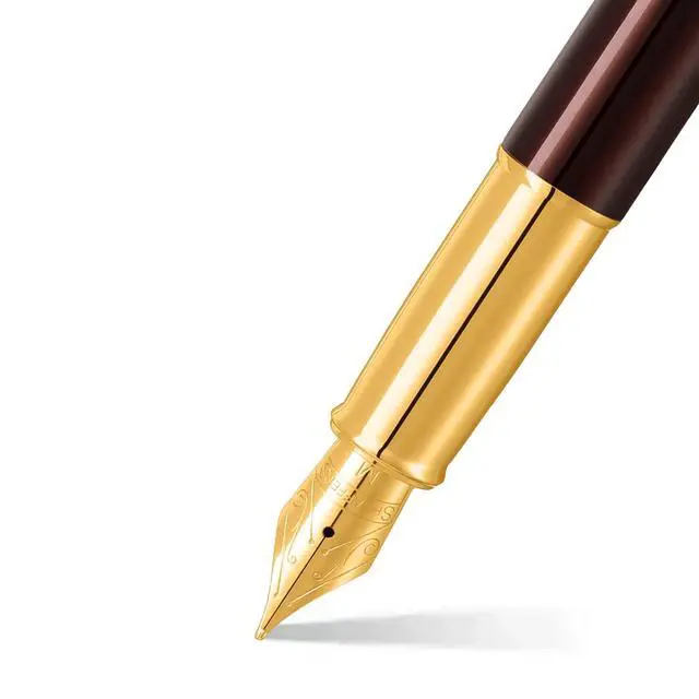 Alt view image 2 of 7 - 100 9370 Fountain Pen, Medium Nib, Coffee Black Finish with Gold Trim, Refillable Writing Instrument, Premium Gift Box